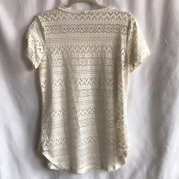 Annabelle short sleeve airy cream top, size L - Picture 5 of 8